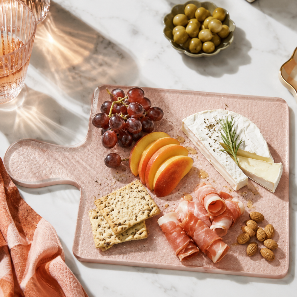 Planche de service en verre martelé
