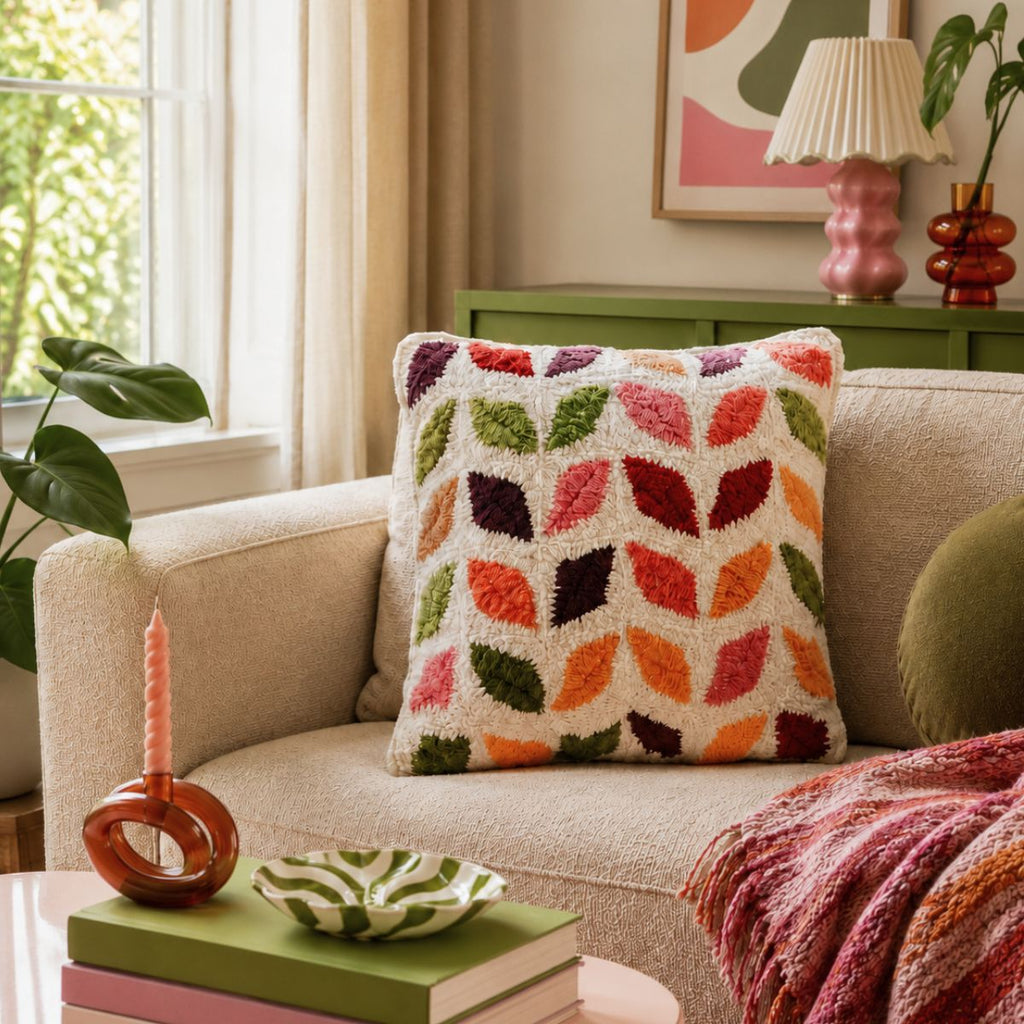 Housse de coussin à motif de feuilles