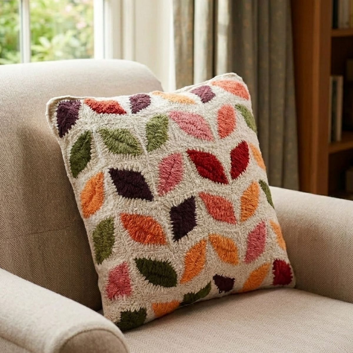 Housse de coussin à motif de feuilles