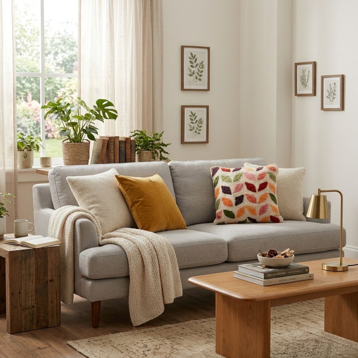 Housse de coussin à motif de feuilles