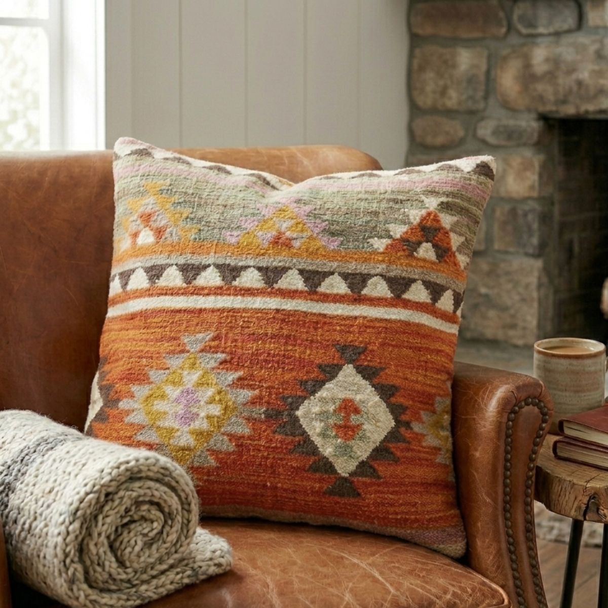 Housse de coussin kilim métier à tisser Kunduz