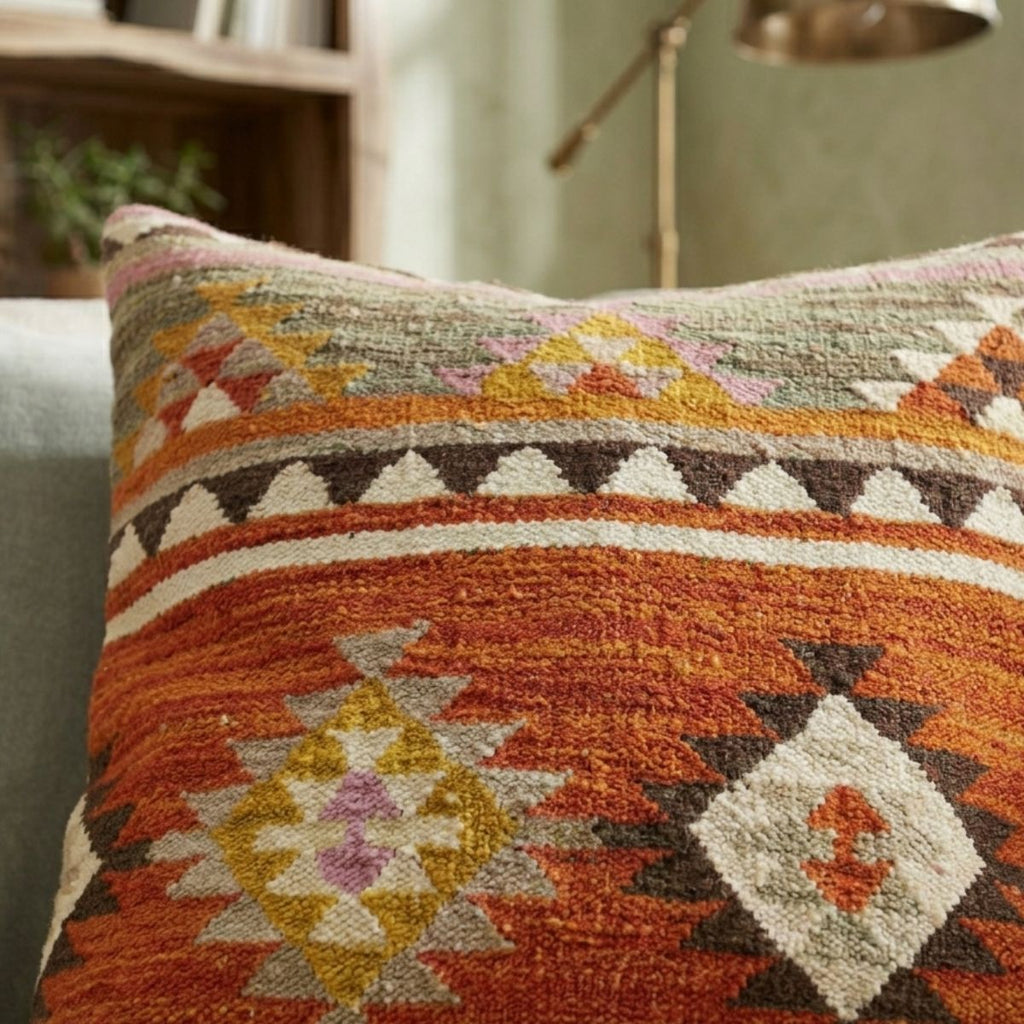 Housse de coussin kilim métier à tisser Kunduz