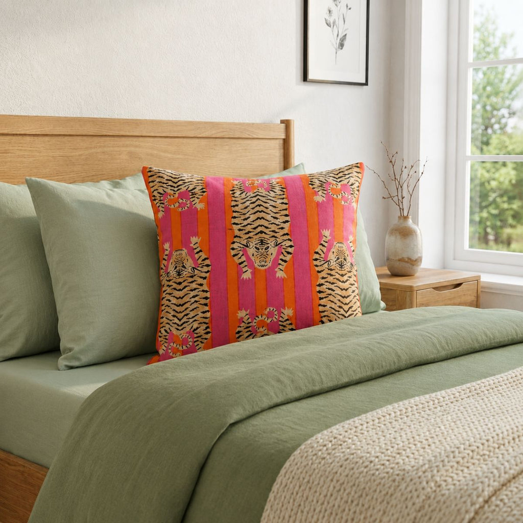 Housse de coussin rayures tigrées