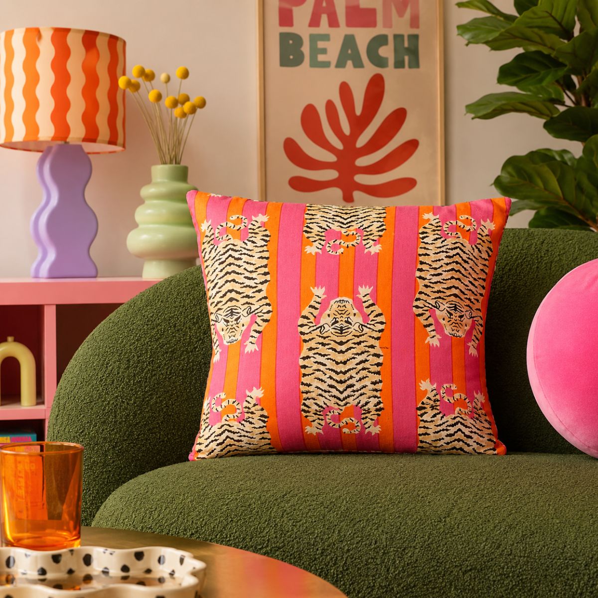 Housse de coussin rayures tigrées
