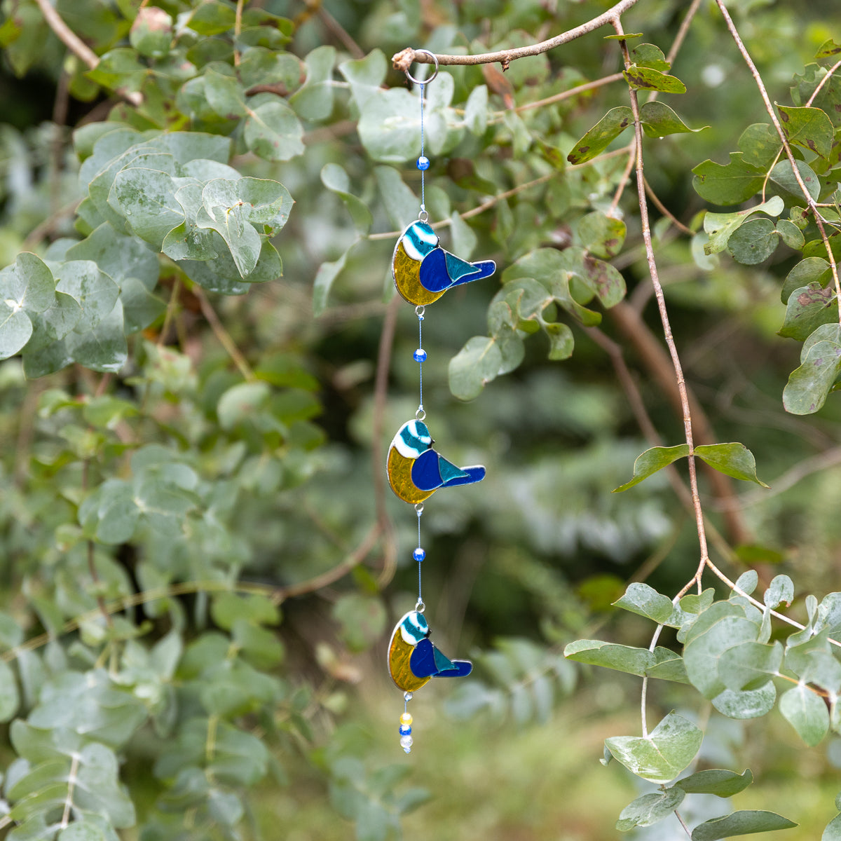 Guirlande de 3 Mésanges Bleues Attrape-soleil