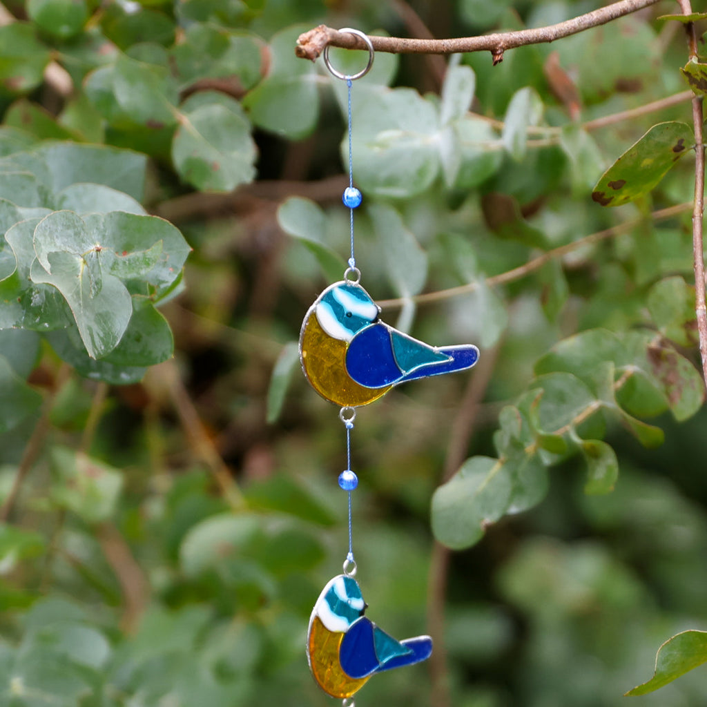Guirlande de 3 Mésanges Bleues Attrape-soleil