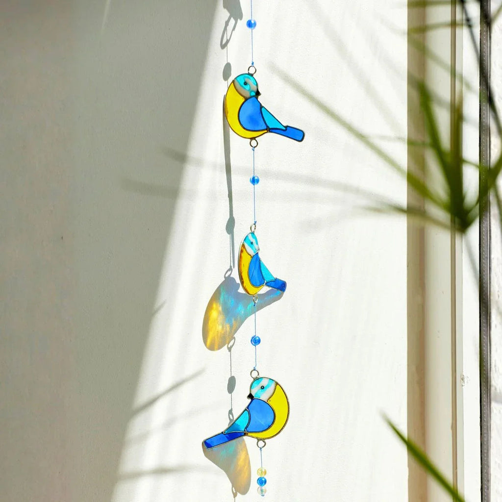 Guirlande de 3 Mésanges Bleues Attrape-soleil