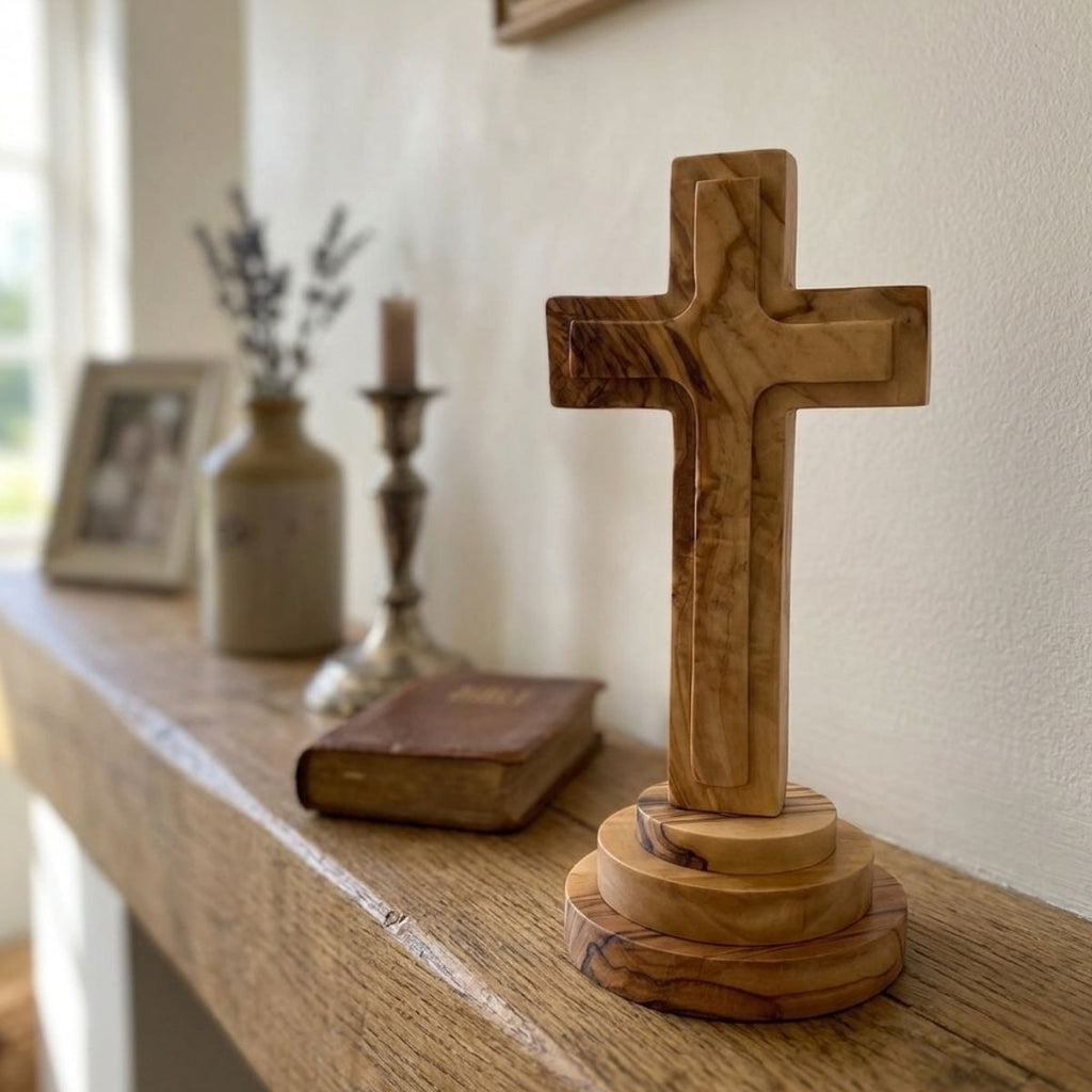Croix debout en bois d'olivier