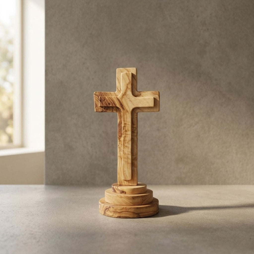 Croix debout en bois d'olivier