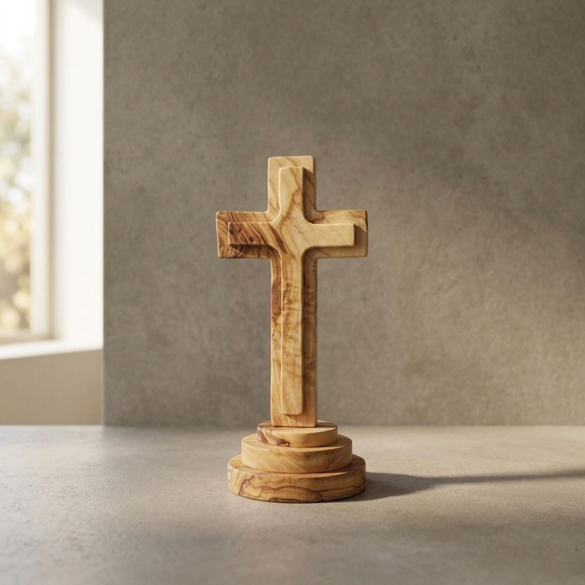 Croix debout en bois d'olivier