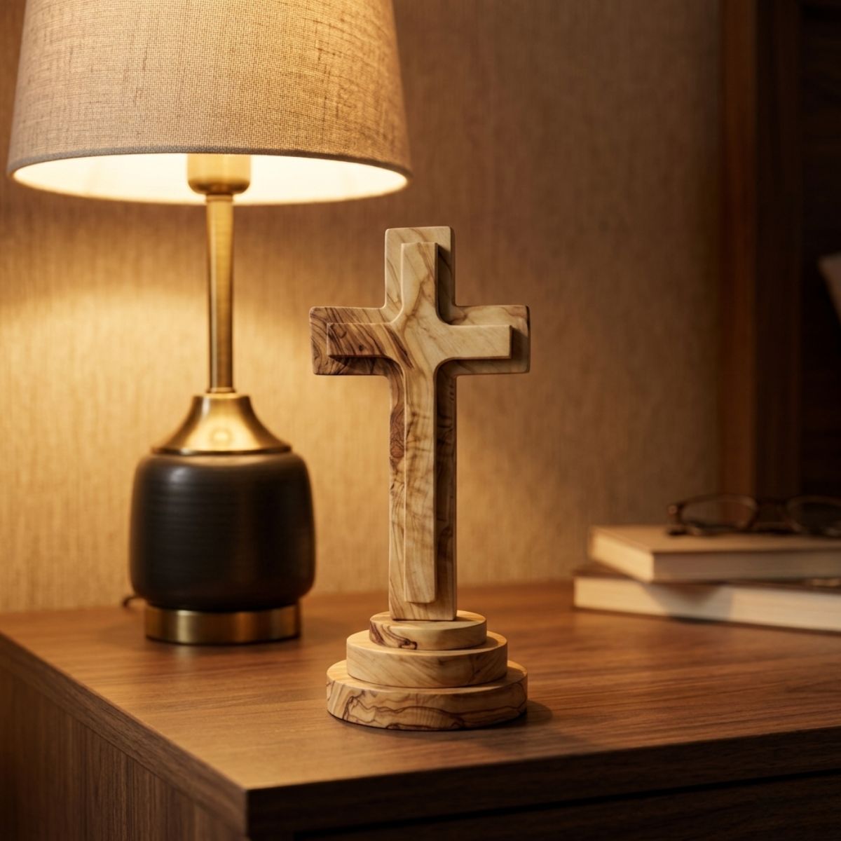 Croix debout en bois d'olivier