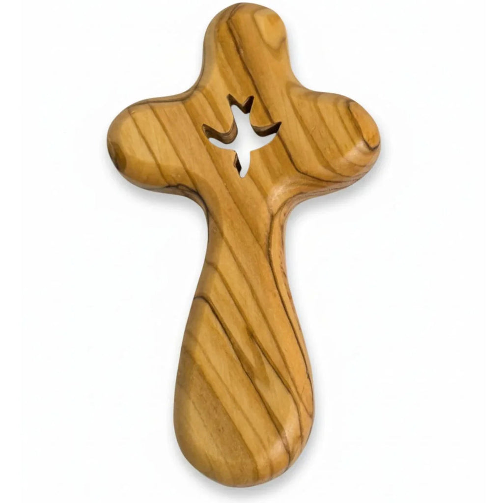 Croix de prière en forme de palmier avec colombe découpée