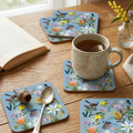 Sous-verre en liège – Oiseaux et fleurs sauvages