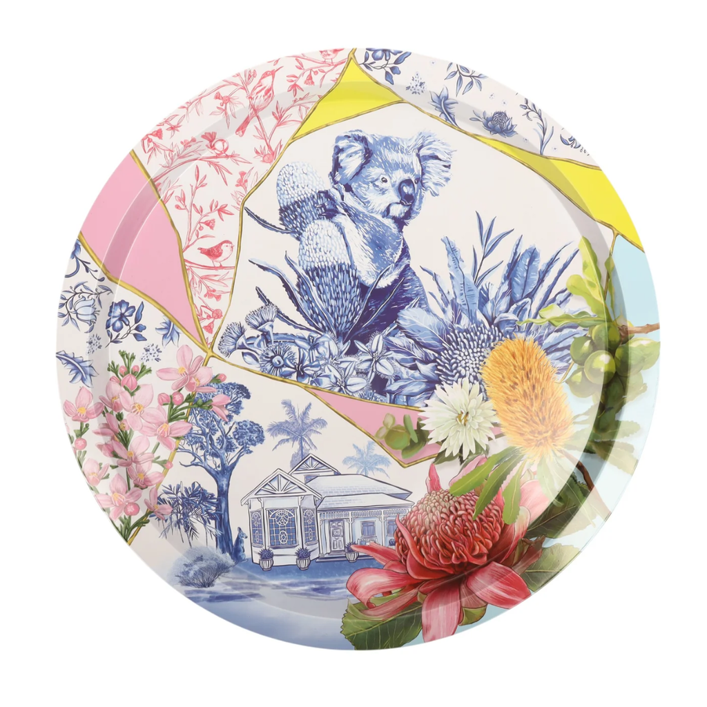 Plateau en étain illustré motif Poterie Faune