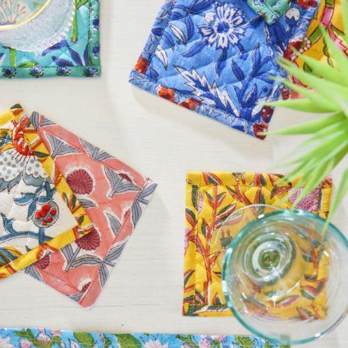 Dessous de verre matelassé imprimé floral - Assortiment