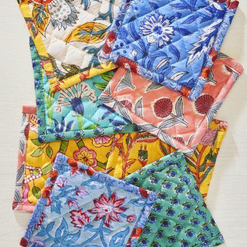 Dessous de verre matelassé imprimé floral - Assortiment