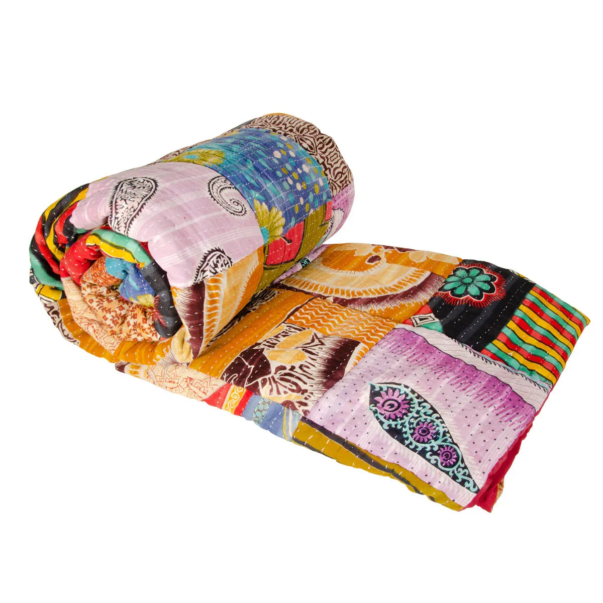 Couvre-lit/jeté matelassé Kantha vintage