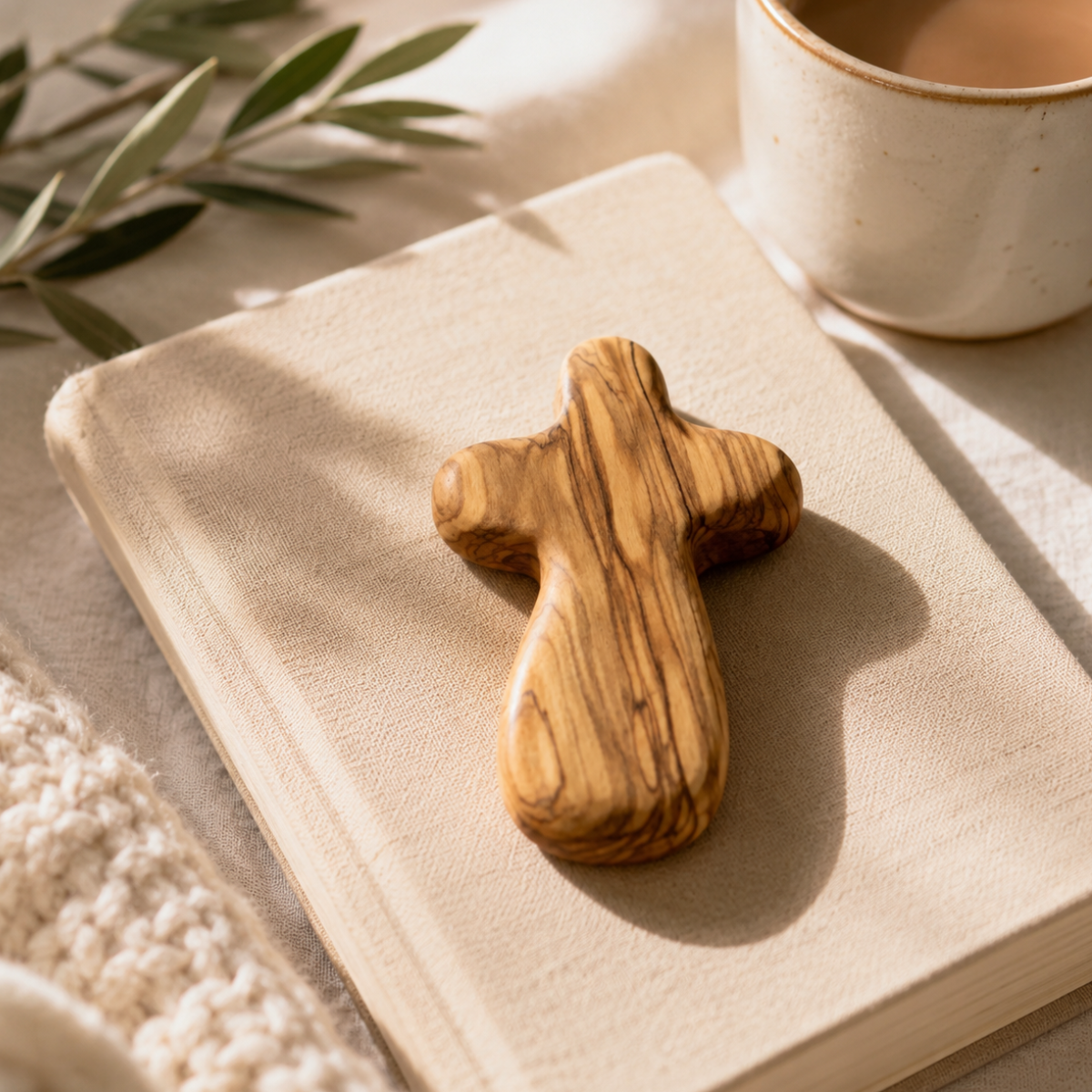 Paume prière croix – Traditionnellement sculptée à la main